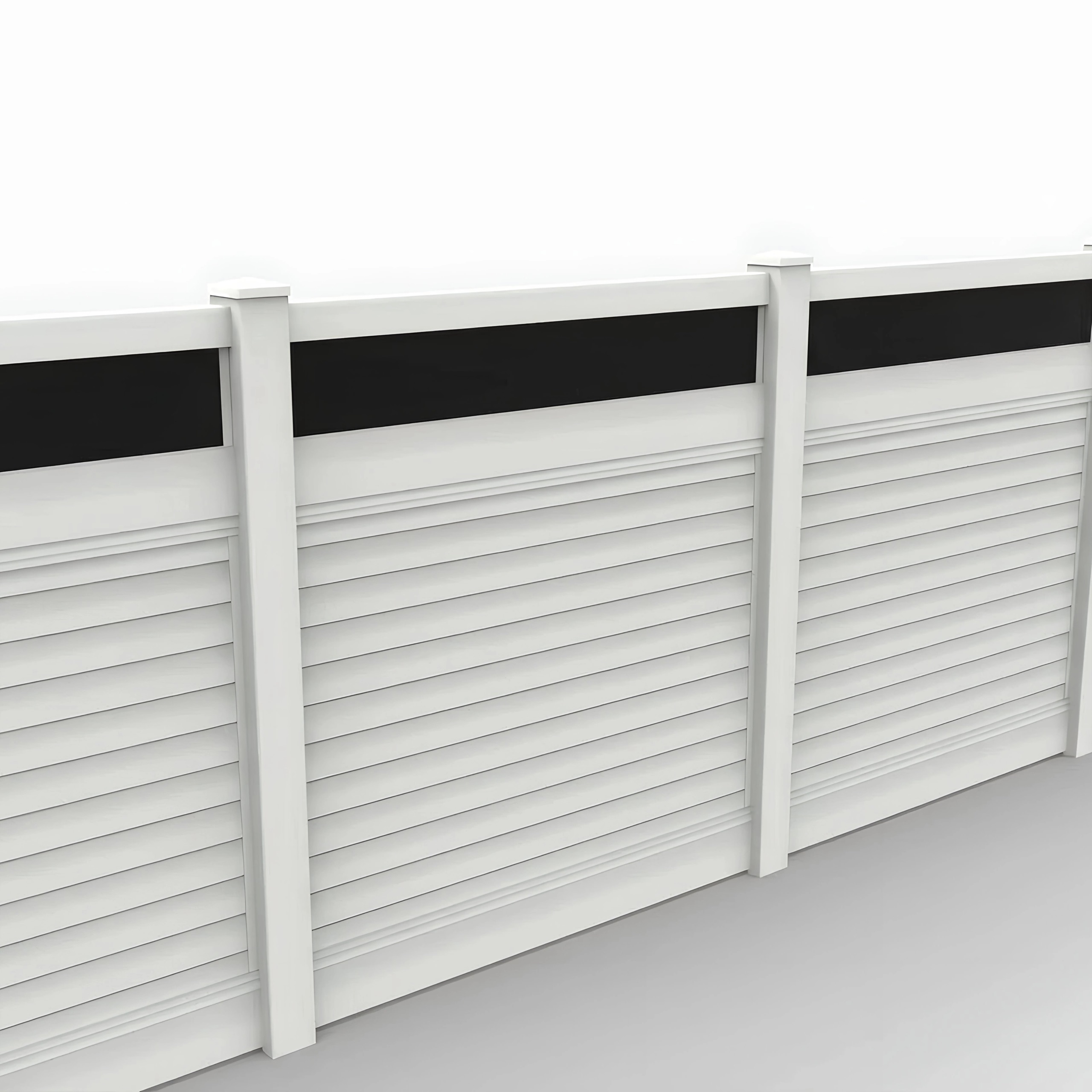 White Vinyl Horizontal Privacy Fence Panel w/Acrylic Top, 5ft height 6ft width, White - Image 1