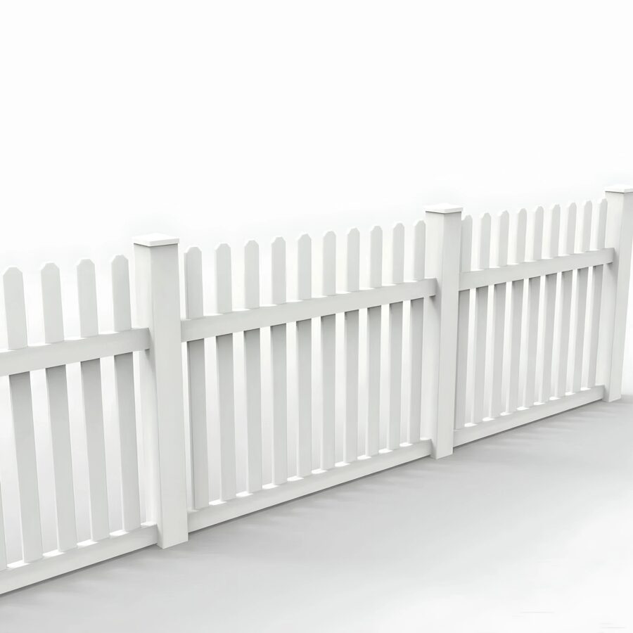 Vinyl Straight Picket Fence Panel, 4ft height 6ft width, White