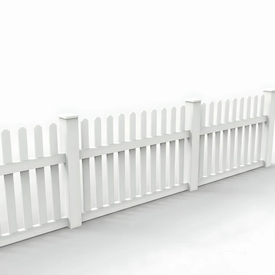 Vinyl Straight Picket Fence Panel, 3ft height 6ft width, White