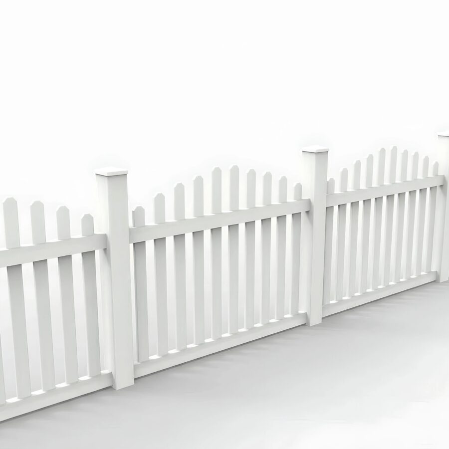 Vinyl Arched Picket Fence Panel, 4ft height 6ft width, White