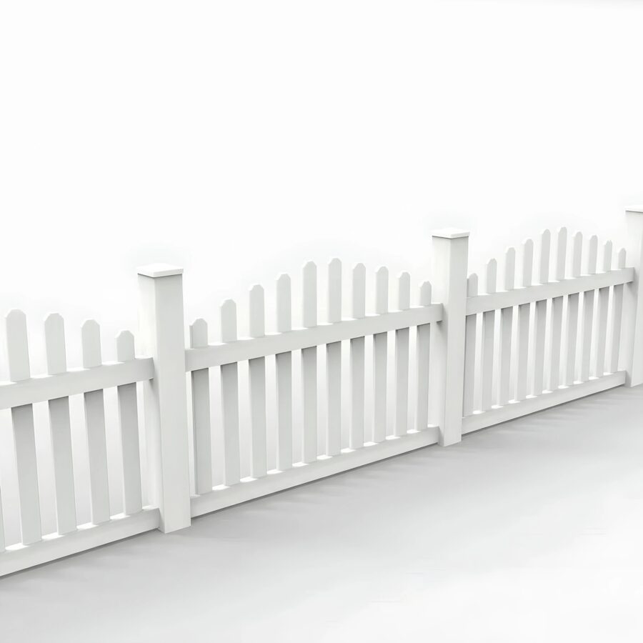 Vinyl Arched Picket Fence Panel, 3ft height 6ft width, White