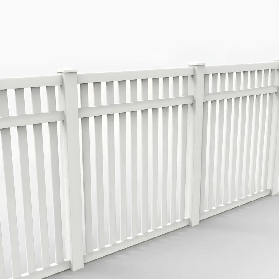 Vinyl Vertical Flat Picket Fence Panel, 6ft height 6ft width, White