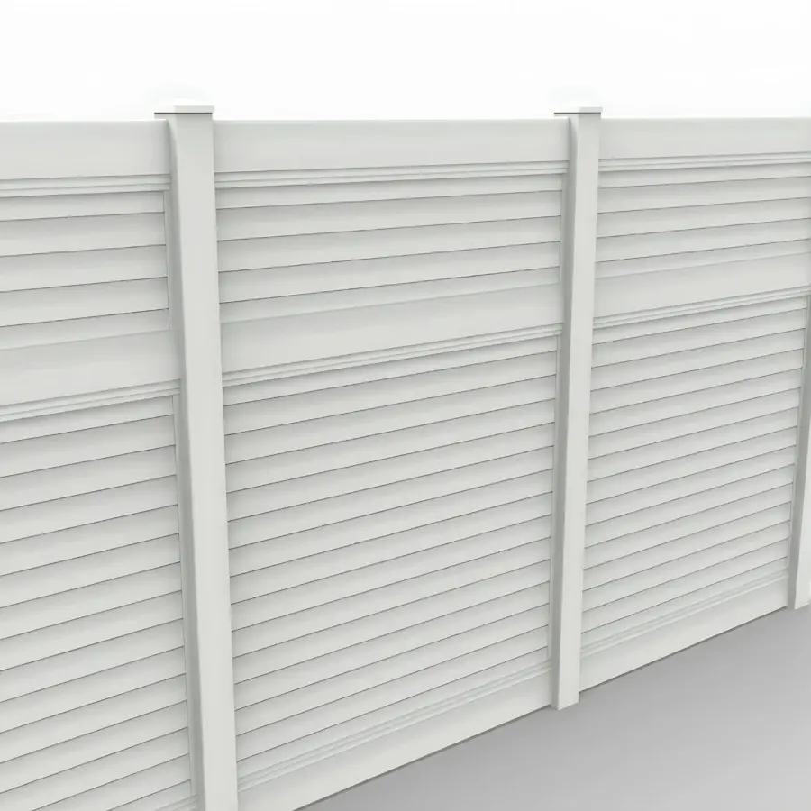 Vinyl Horizontal Privacy Fence Panel, 8ft height 6ft width, White