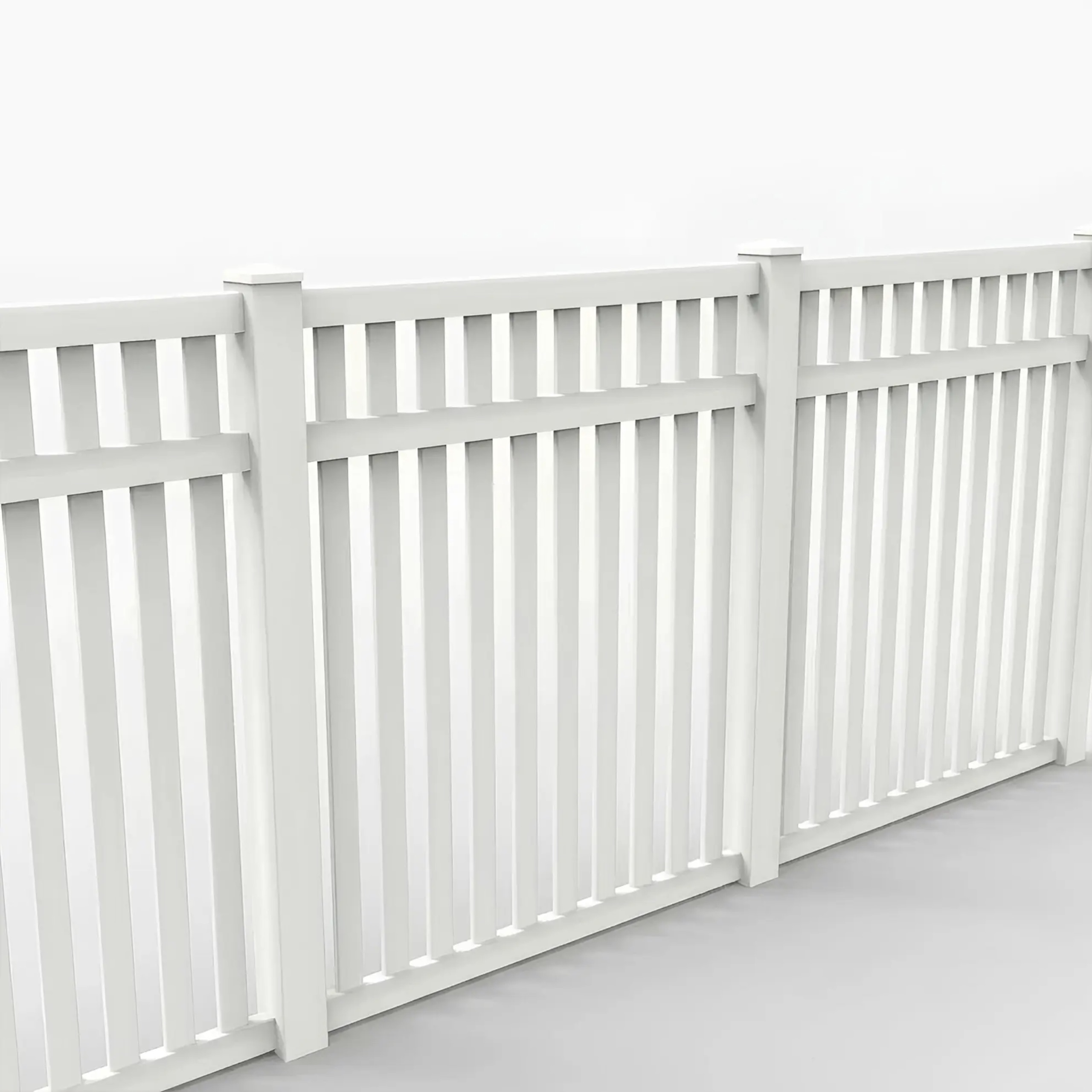 white Vinyl Vertical Flat Picket Fence Panel, 6ft height 6ft width, White - Image 1