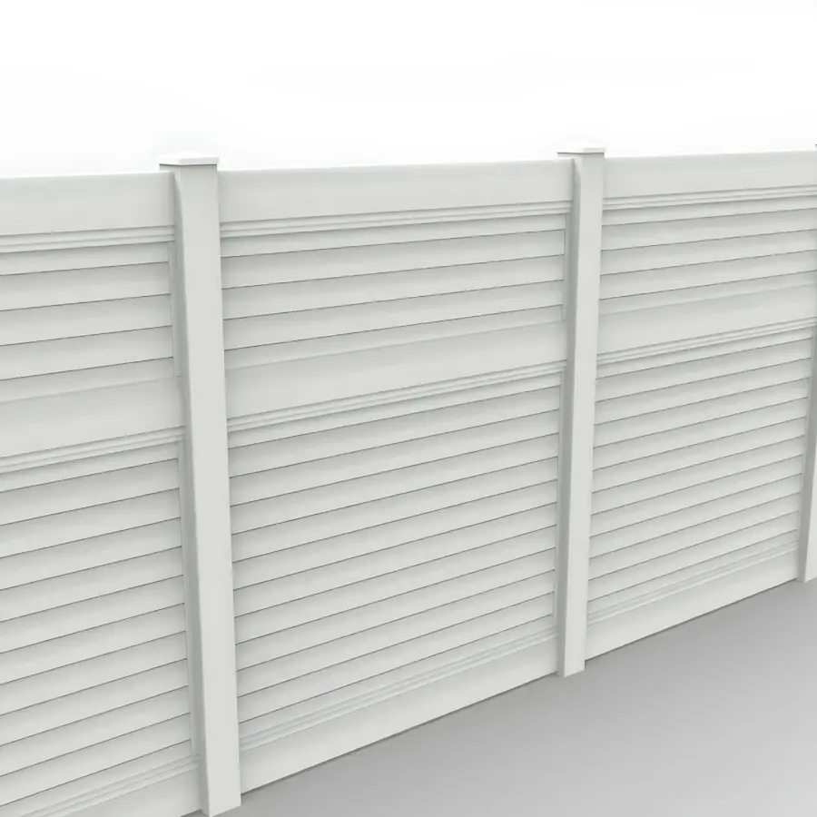 Vinyl Horizontal Privacy Fence Panel, 7ft height 6ft width, White