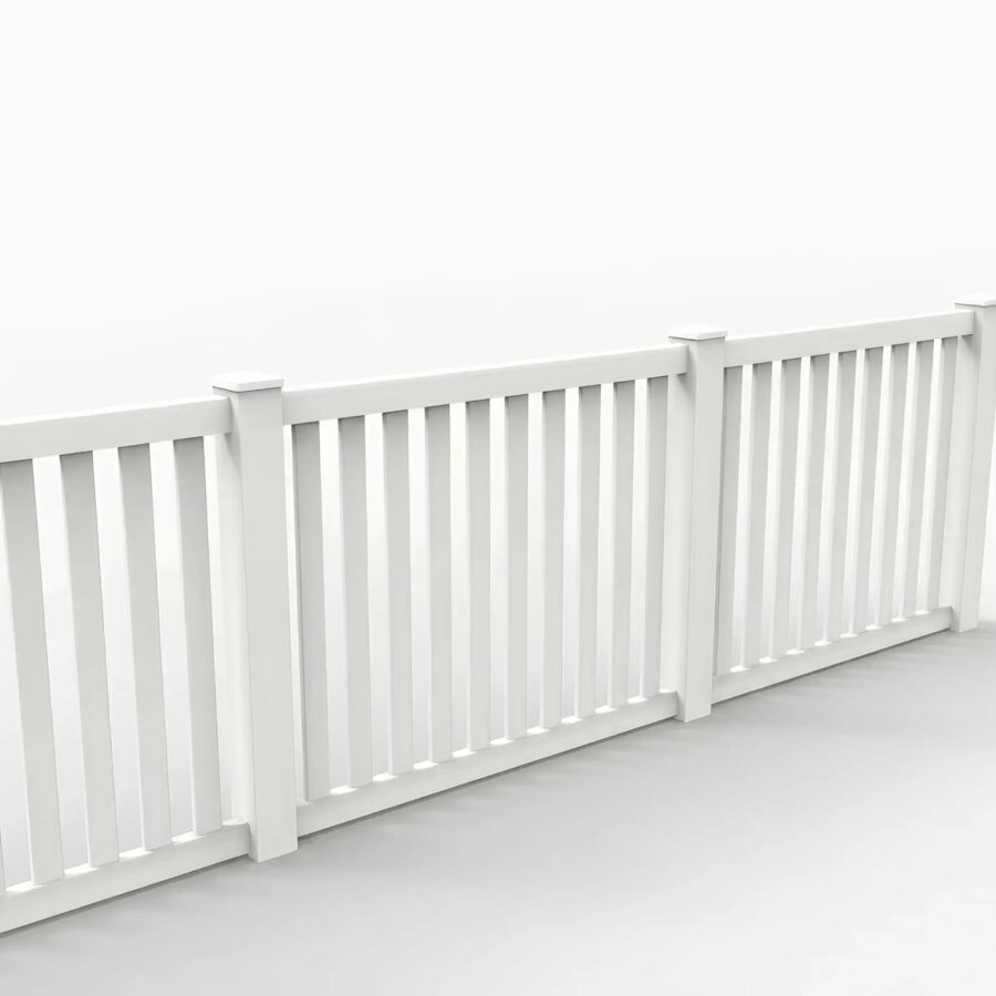 Vinyl Vertical Flat Picket Fence Panel, 4ft height 6ft width, White