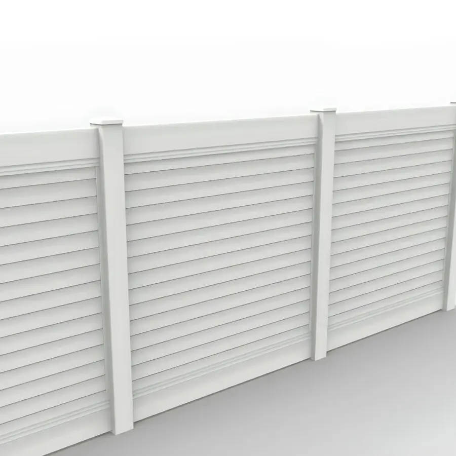 Vinyl Horizontal Privacy Fence Panel, 6ft height 6ft width, White