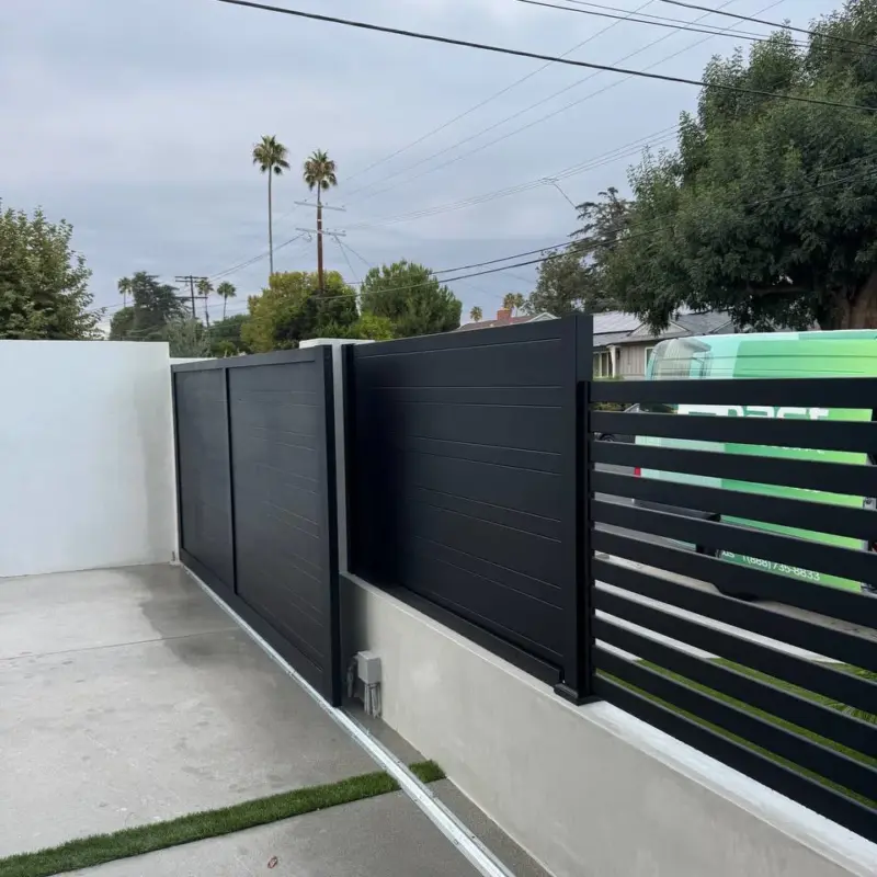 Black Aluminum SemiPrivacy Wall Topper &Amp; Gate System In Granada Hills, Ca (1)