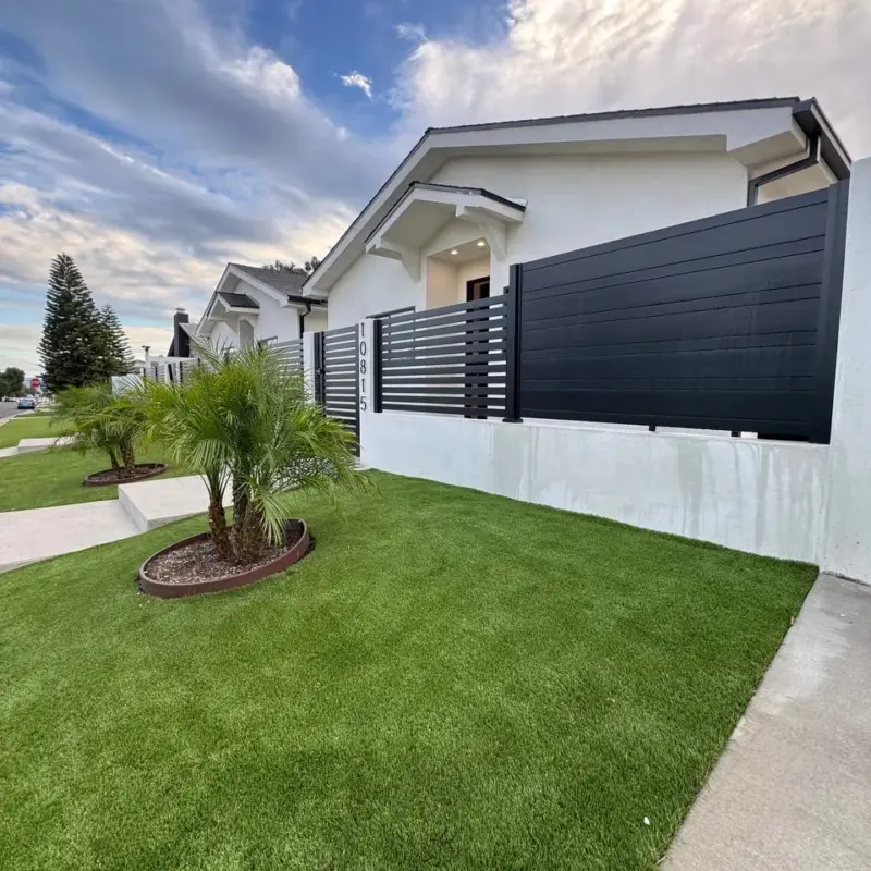 Black Aluminum SemiPrivacy Wall Topper &Amp; Gate System In Granada Hills, Ca (3)