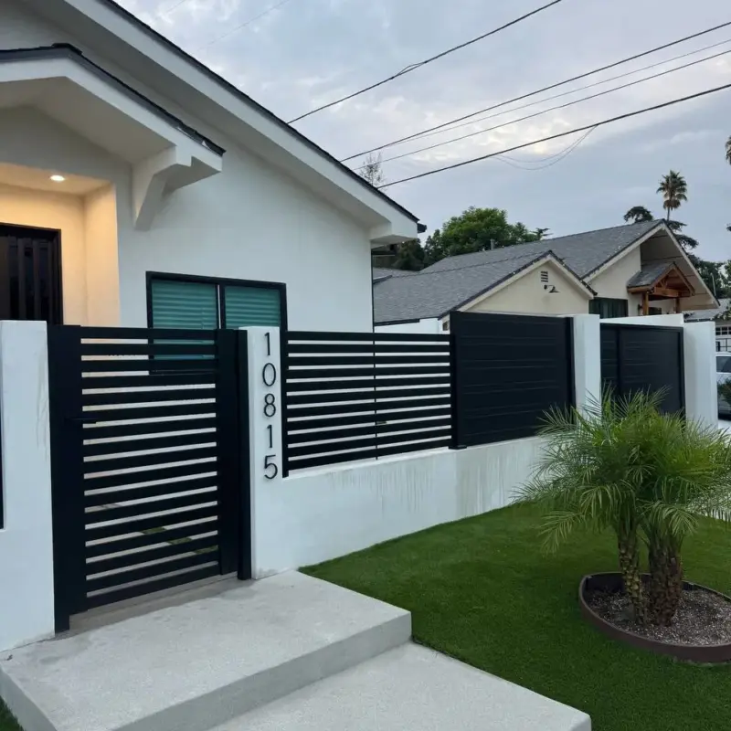 Black Aluminum SemiPrivacy Wall Topper &Amp; Gate System In Granada Hills, Ca (5)