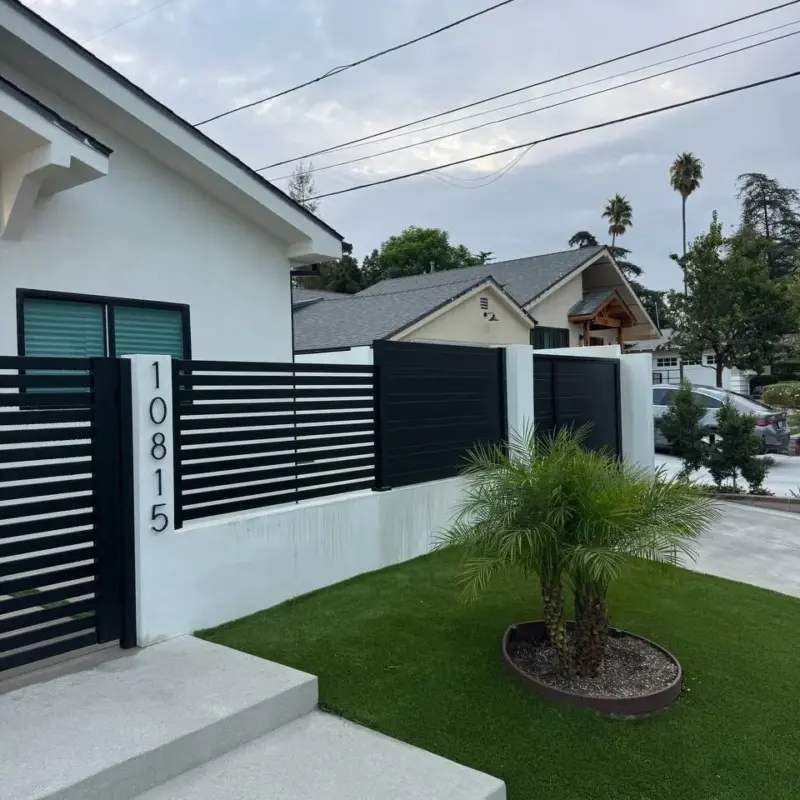 Black Aluminum SemiPrivacy Wall Topper &Amp; Gate System In Granada Hills, Ca (6)