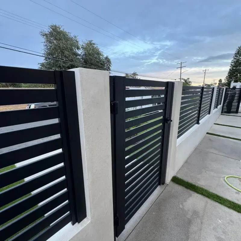 Black Aluminum SemiPrivacy Wall Topper &Amp; Gate System In Granada Hills, Ca (7)