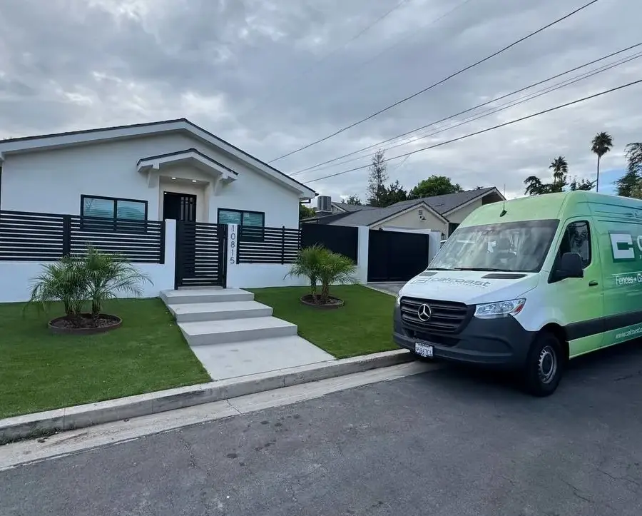 Black Aluminum Semi Privacy Wall Topper Gate System In Granada Hills Ca