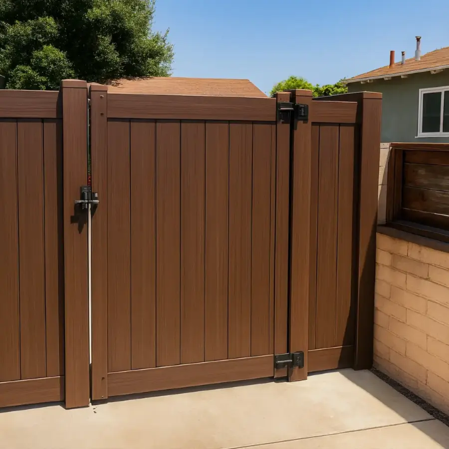 Newly Installed Maintenance Free Brown Privacy Fence Outlining A Property Boundary With A Secure And Modern Look 2