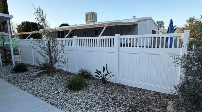 Vinyl Privacy Fence with Picket Top Installation in Simi Valley