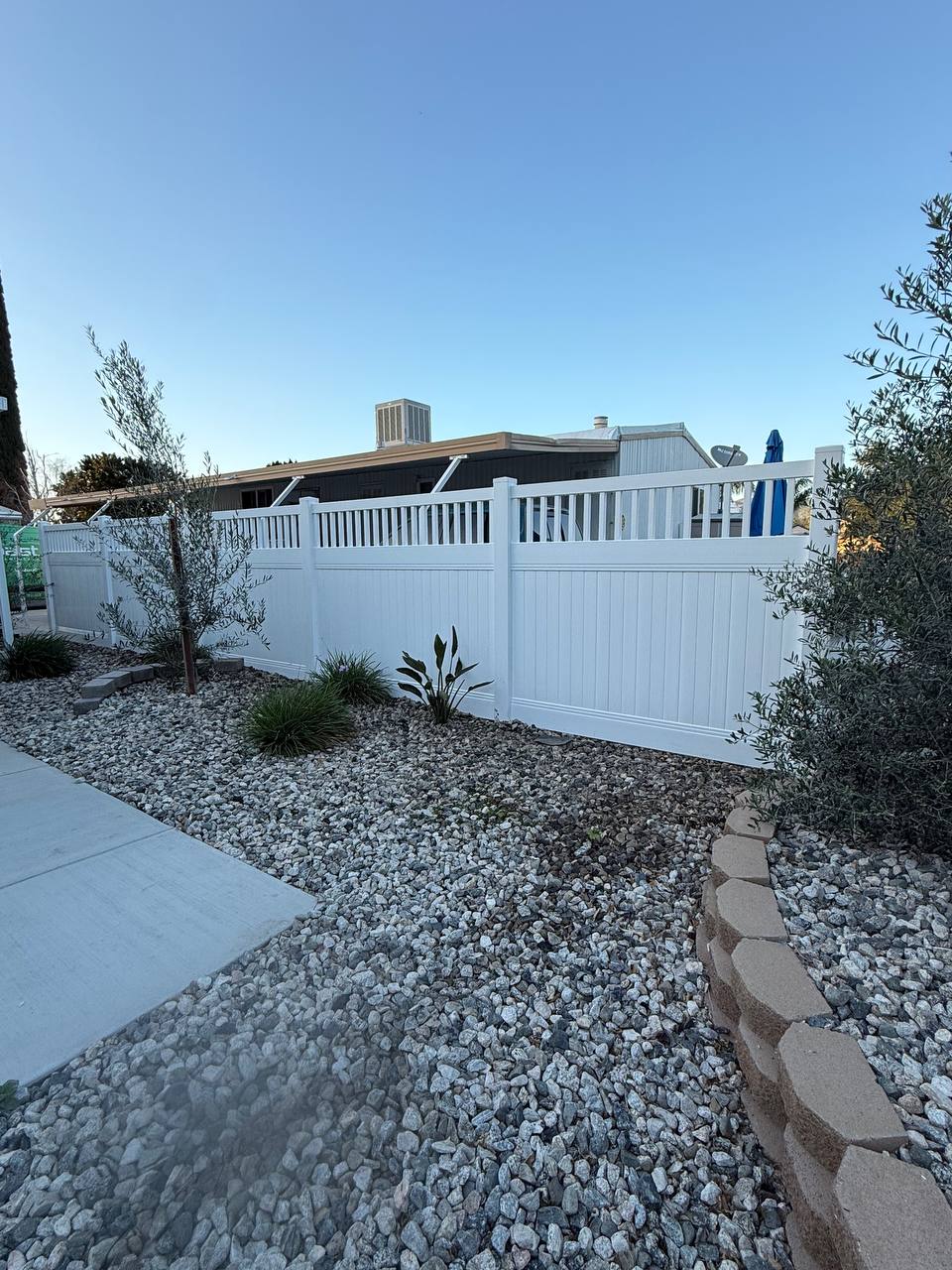 Vinyl Privacy Fence with Picket Top Installation in Simi Valley