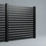 Aluminum Horizontal Flat Picket Fence Panel, 7ft height 8ft width, Textured Black