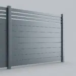 Aluminum Horizontal Privacy Fence Panel w/Horizontal Picket Top, 7ft height 8ft width, Monument Gray