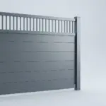 Aluminum Horizontal Privacy Fence Panel w/Vertical Picket Top, 2ft height 8ft width, Monument Gray