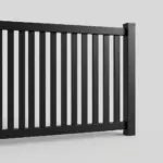 Aluminum Vertical Flat Picket Fence Panel, 8ft height 8ft width, Textured Black