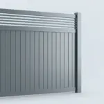 Aluminum Vertical Privacy Fence Panel w/Horizontal Picket Top, 7ft height 8ft width, Monument Gray