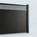 Aluminum Vertical Privacy Fence Panel w/Horizontal Picket Top, 2ft height 8ft width, Textured Black