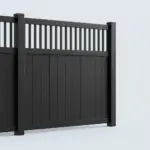 Aluminum Vertical Privacy Fence Panel w/Vertical Picket Top, 2ft height 8ft width, Textured Black