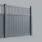 Aluminum Vertical Privacy Fence Panel w/Vertical Picket Top, 8ft height 8ft width, Monument Gray