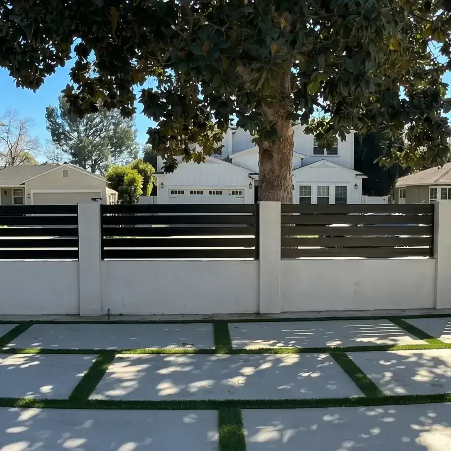 Black Aluminum Wall Topper Installation In Sherman Oaks, Ca