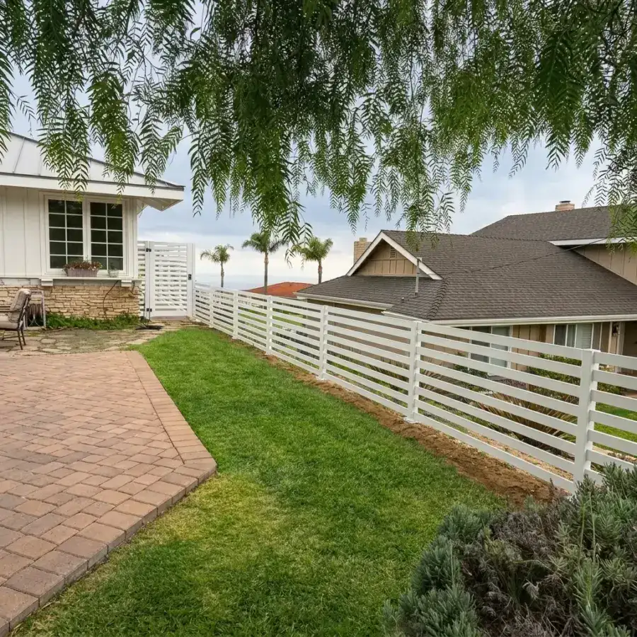 White Vinyl Horizontal Fencing System Installation