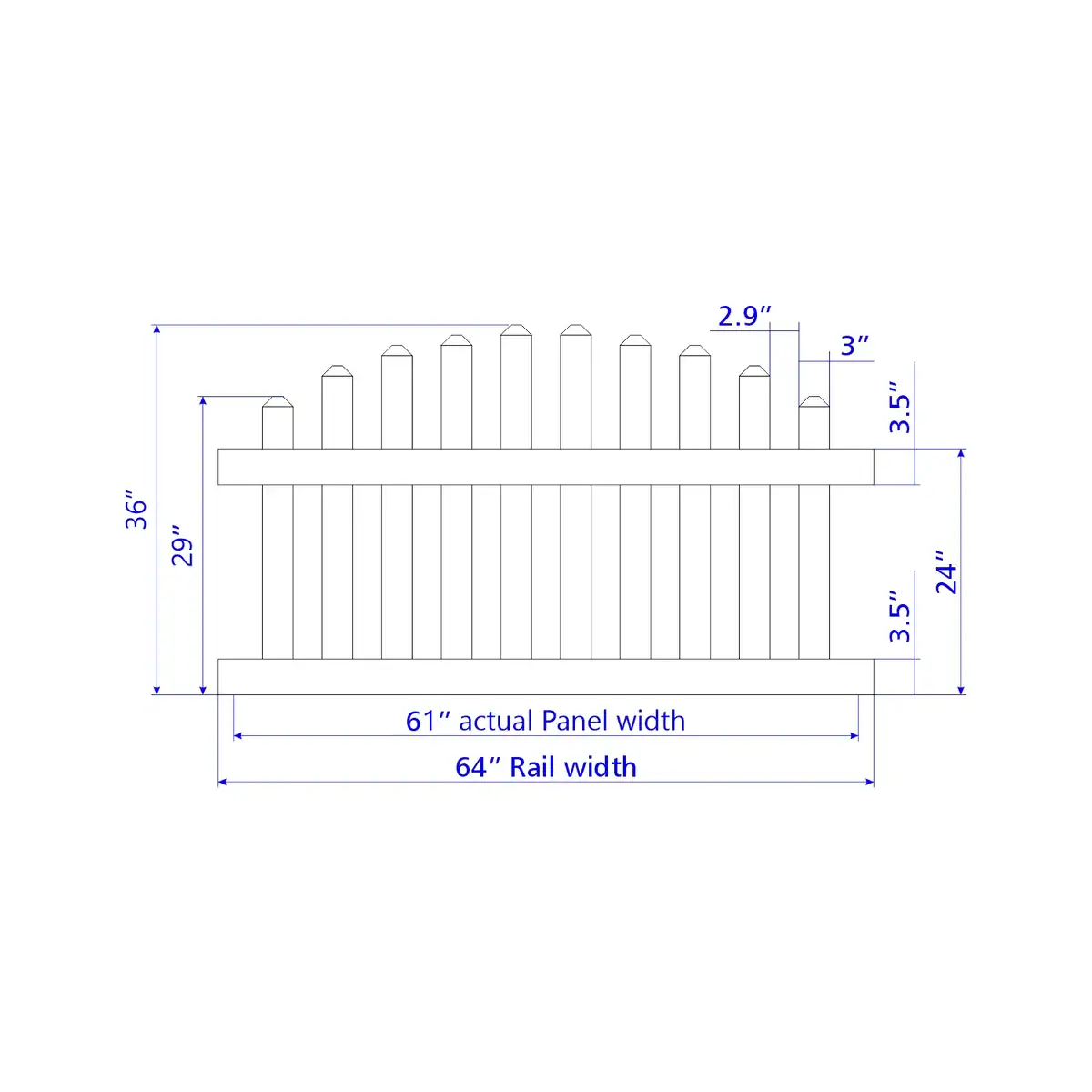 Vinyl Arched Picket Fence Panel, 3Ft Height 6Ft Width, Tan
