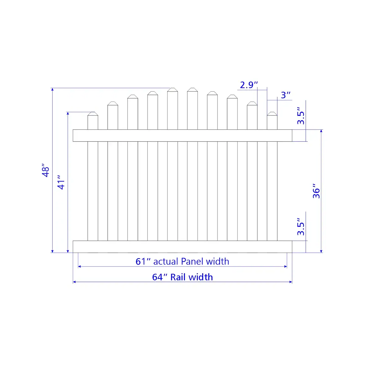 Vinyl Arched Picket Fence Panel, 4Ft Height 6Ft Width, Tan
