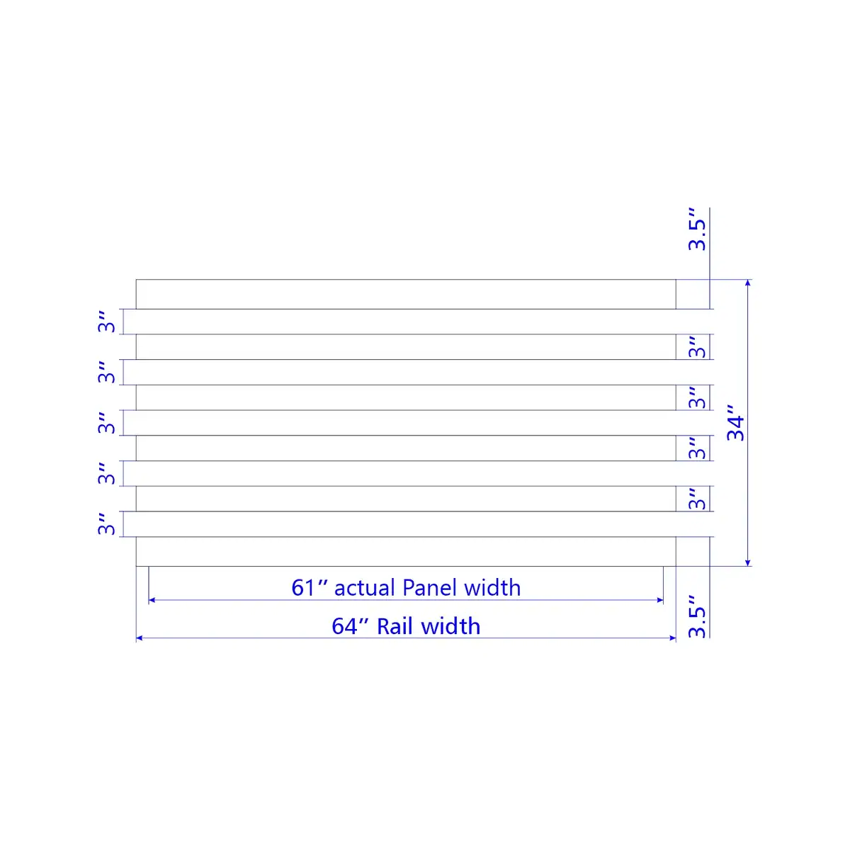 Vinyl Horizontal Flat Picket Fence Panel, 3Ft Height 6Ft Width, Clay