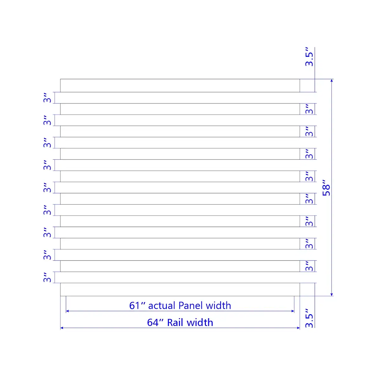 Vinyl Horizontal Flat Picket Fence Panel, 5Ft Height 6Ft Width, Clay