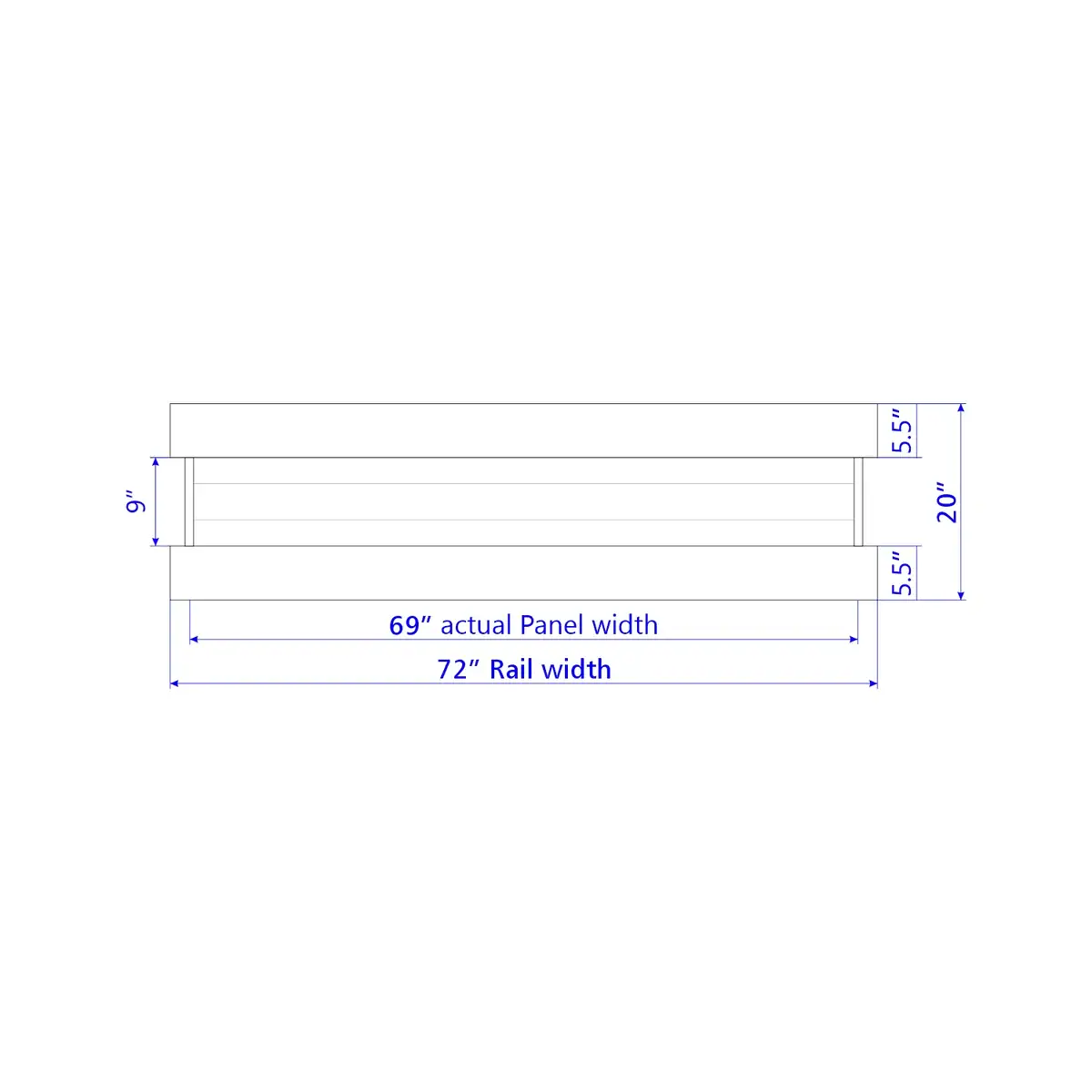 Vinyl Horizontal Privacy Fence Panel, 2Ft Height 6Ft Width, Gray