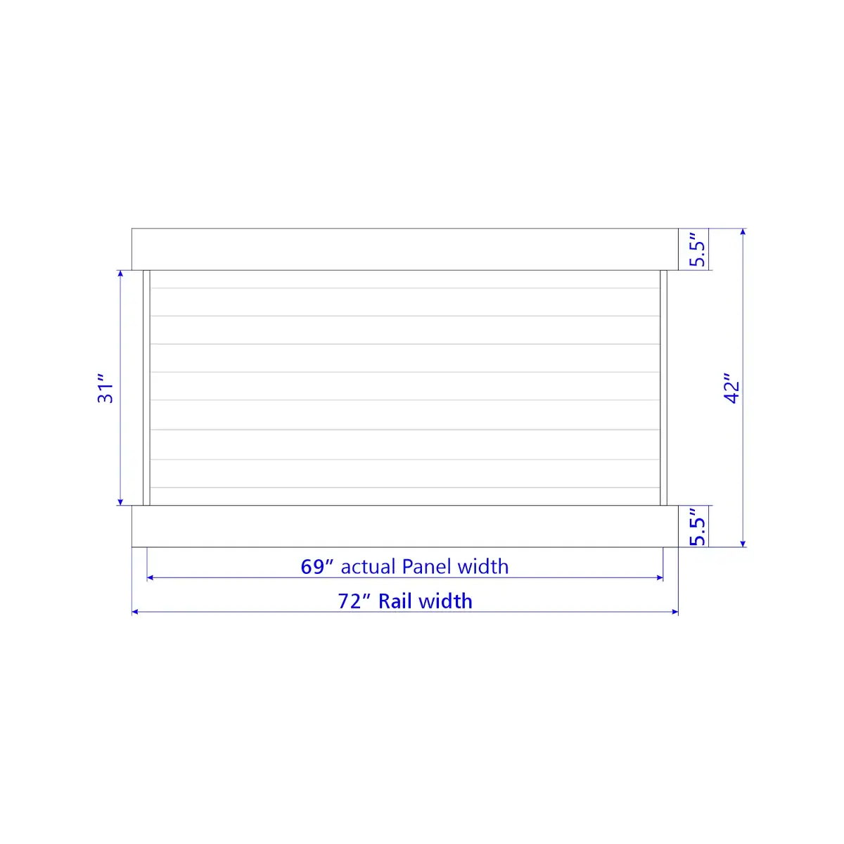Vinyl Horizontal Privacy Fence Panel, 4Ft Height 6Ft Width, Weathered Blend