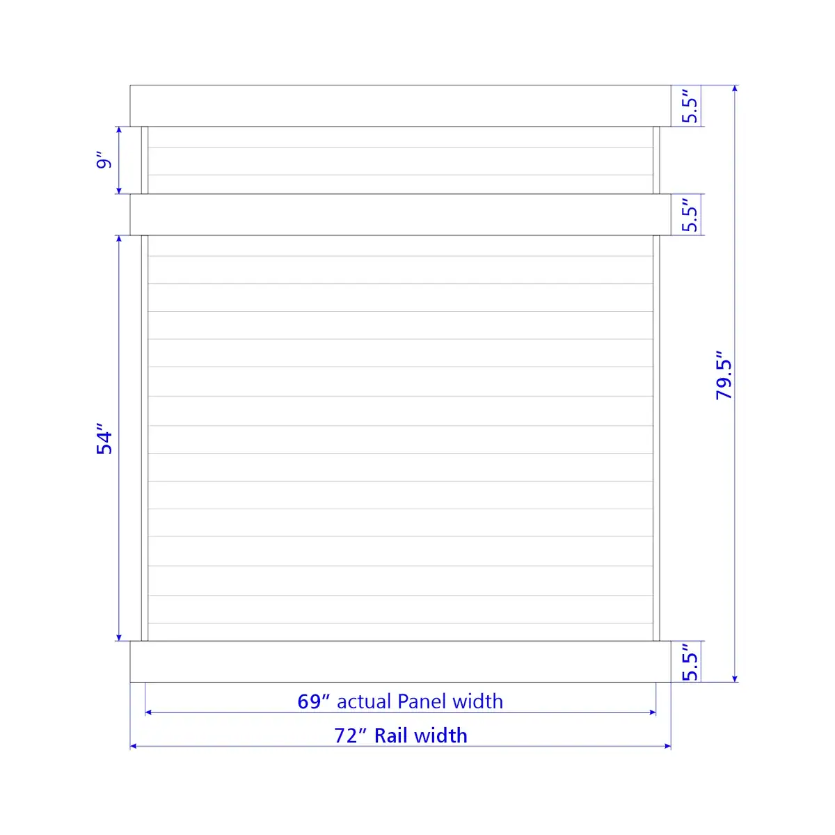 Vinyl Horizontal Privacy Fence Panel, 7Ft Height 6Ft Width, Clay
