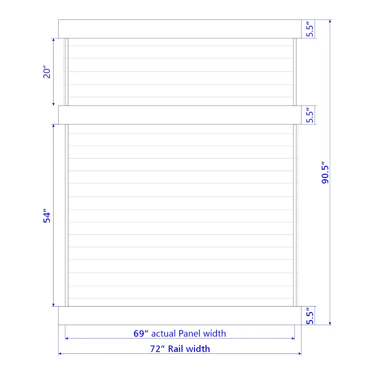 Vinyl Horizontal Privacy Fence Panel, 8Ft Height 6Ft Width, Mesquite