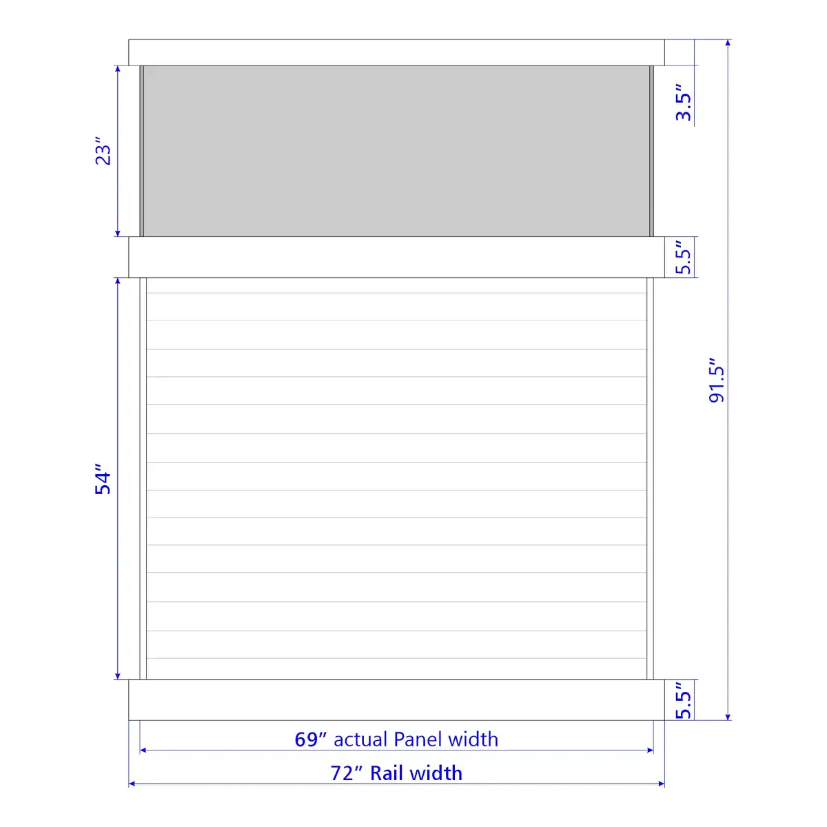 Vinyl Horizontal Privacy Fence Panel W/Acrylic Top, 8Ft Height 6Ft Width, Clay