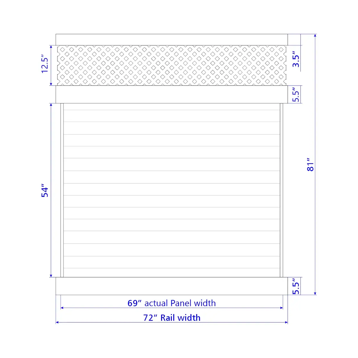 Vinyl Horizontal Privacy Fence Panel W/Lattice Top, 7Ft Height 6Ft Width, Tan