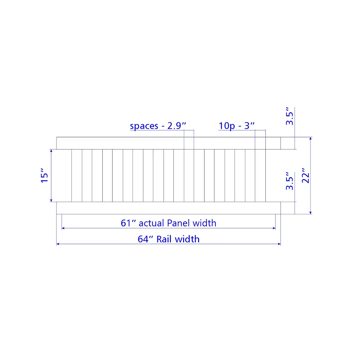 Vinyl Vertical Flat Picket Fence Panel, 2Ft Height 6Ft Width, Clay