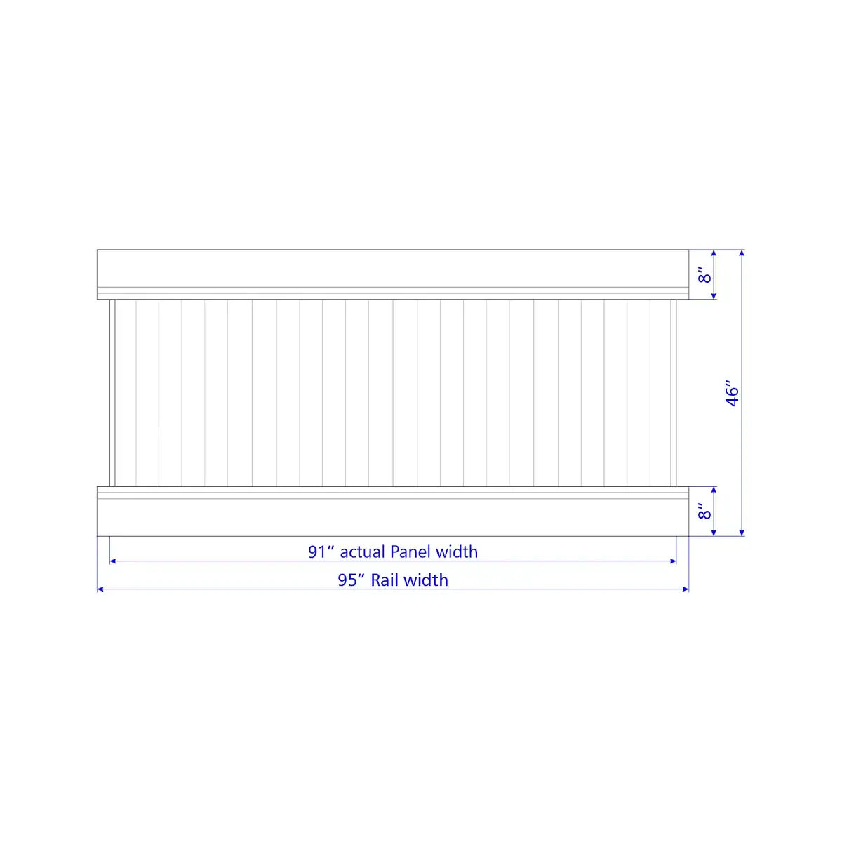 Vinyl Vertical Privacy Fence Panel, 4Ft Height 8Ft Width, Mesquite