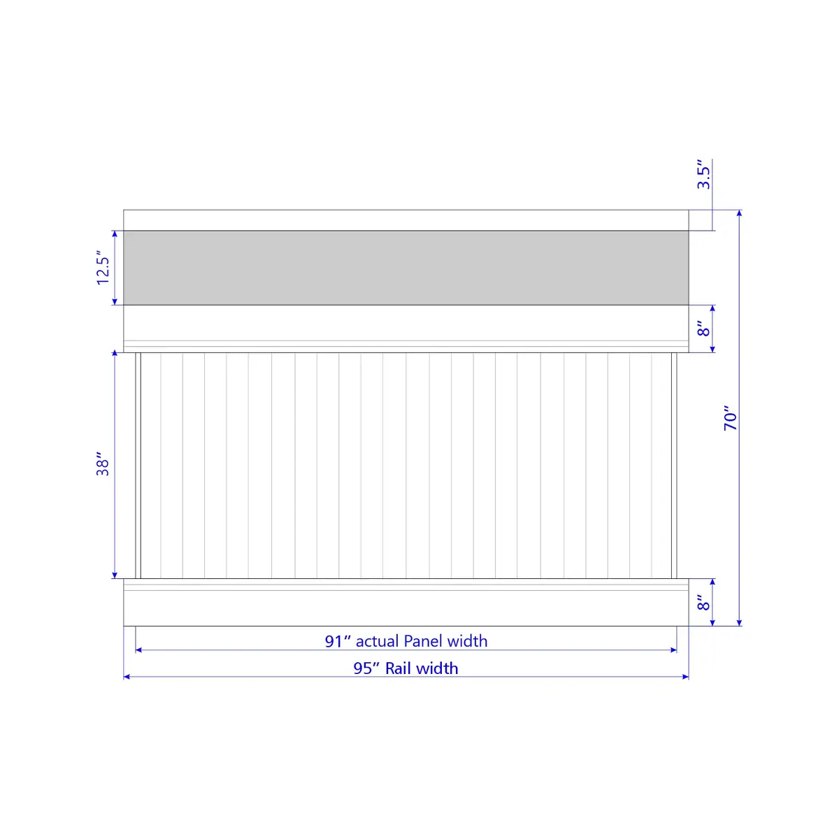 Vinyl Vertical Privacy Fence Panel W/Acrylic Top, 6Ft Height 8Ft Width, Clay