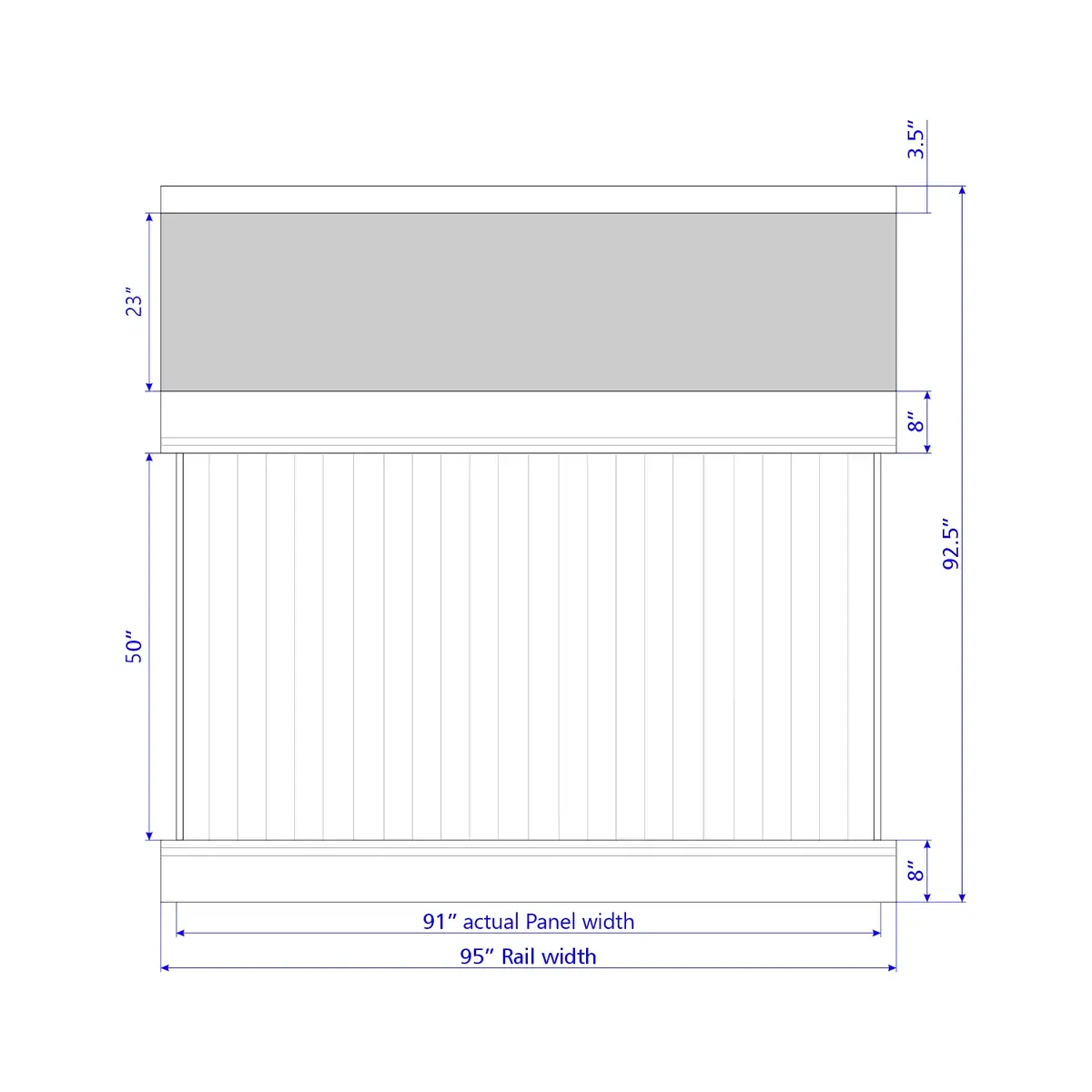 Vinyl Vertical Privacy Fence Panel W/Acrylic Top, 8Ft Height 8Ft Width, Clay